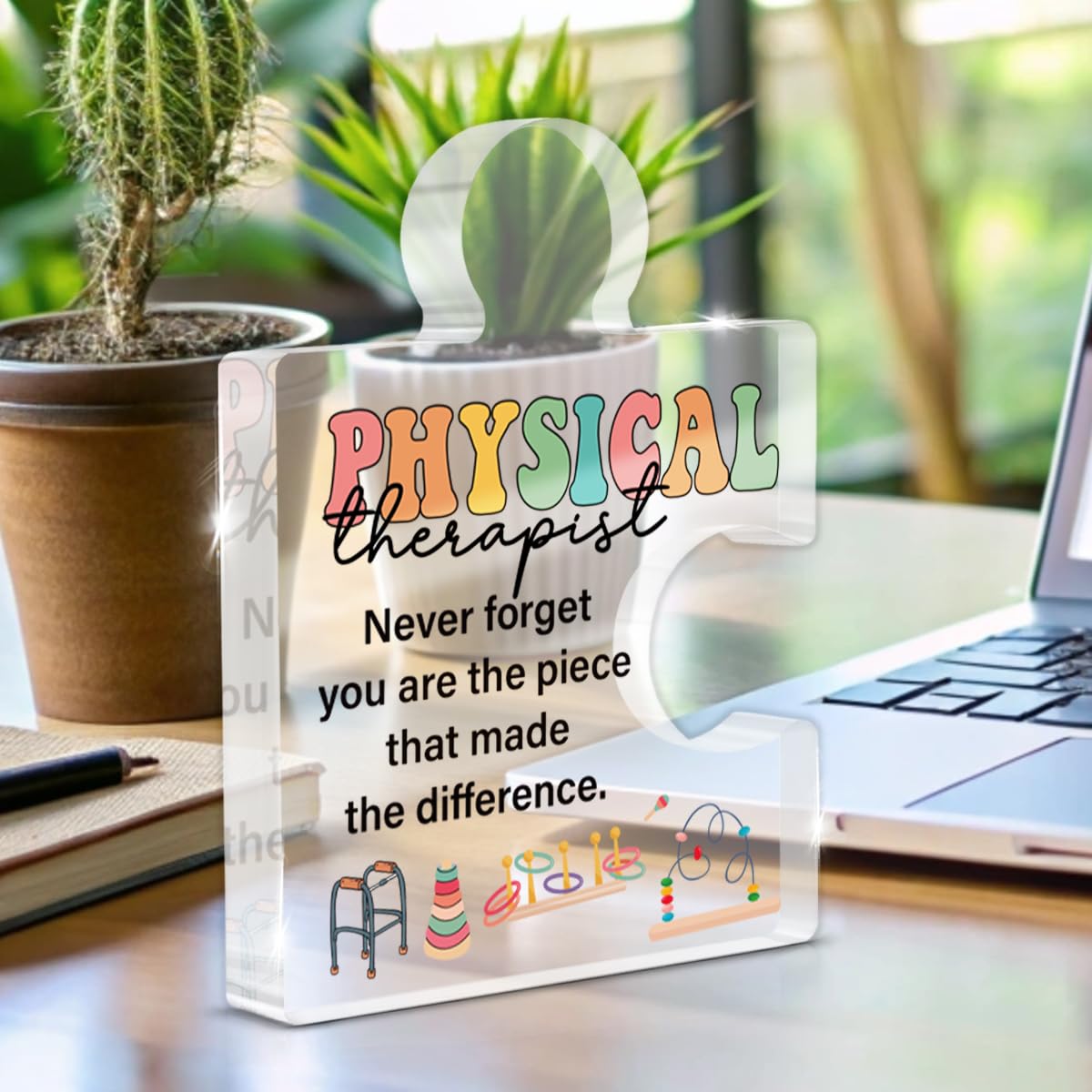 Physical Therapist Gifts for Women, Appreciation Thank You Gifts for Physical Therapy Physiotherapist PT Physio Retirement Christmas Birthday Farewell, Acrylic Puzzle Plaque Sign Office Decor
