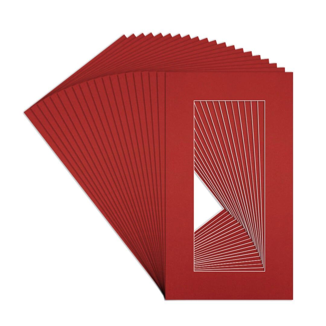 Procut Global 16x9" Crimson Picture Mounts to Fit 12x5" Aperture - Precision Cut Cardboard Photo Mount - Ideal for Frames, Prints, Artwork & Certificates - Sizes & Colours Available - 20 Pack