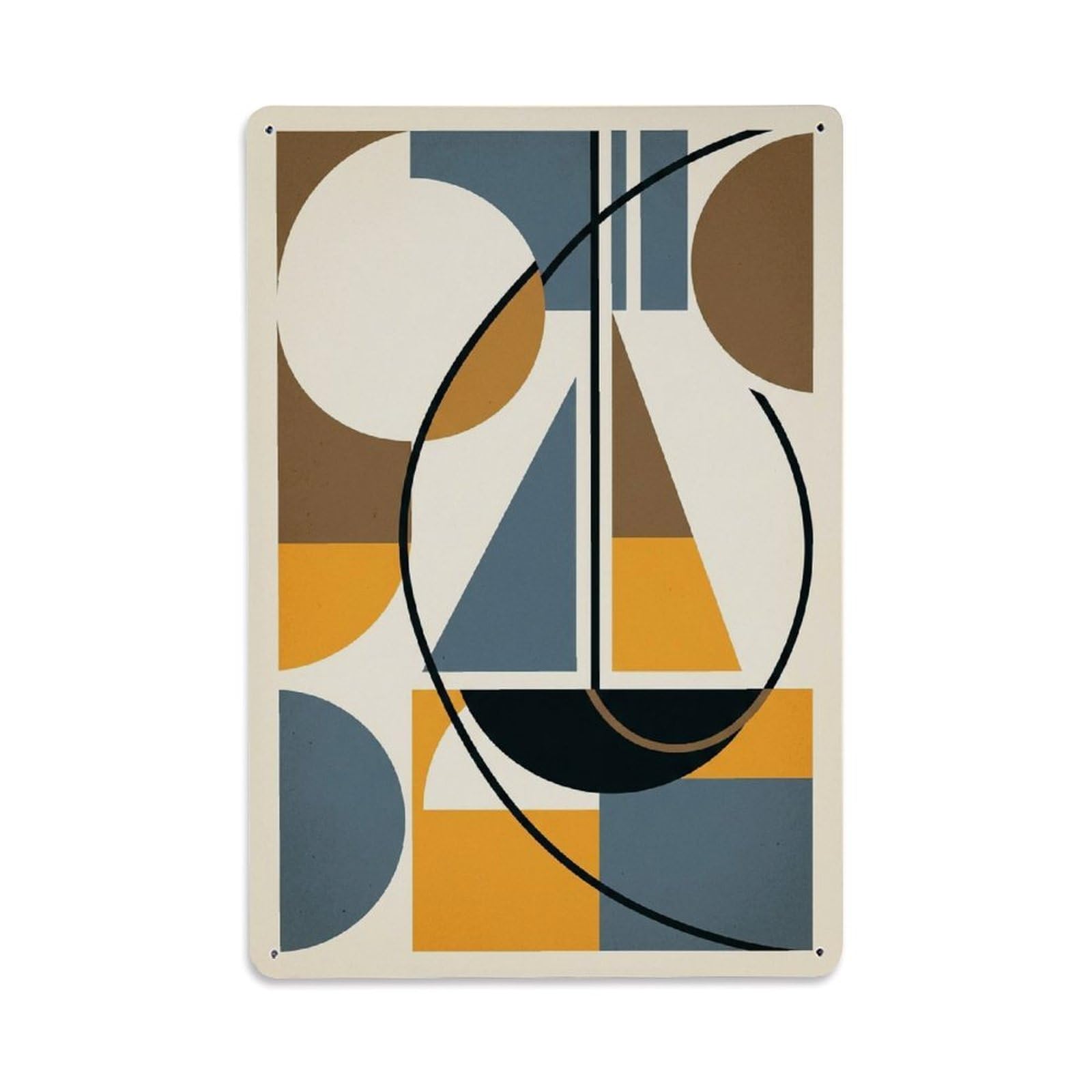 Vertical Shape Layout Seaside Sailboat Rounded Forms Metal Tin Sign Plaque Wall Decor for Cafe, Man Cave, Club Bar, Office, Home Garden Round Metal Poster 8x12Inch