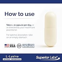 Vista 3 de Suplemente dietético Superio Labs con L-Lisina natural, 120 cápsulas, 0.01 onzas.