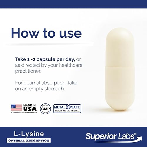 Miniatura 3 de Suplemente dietético Superio Labs con L-Lisina natural, 120 cápsulas, 0.01 onzas.