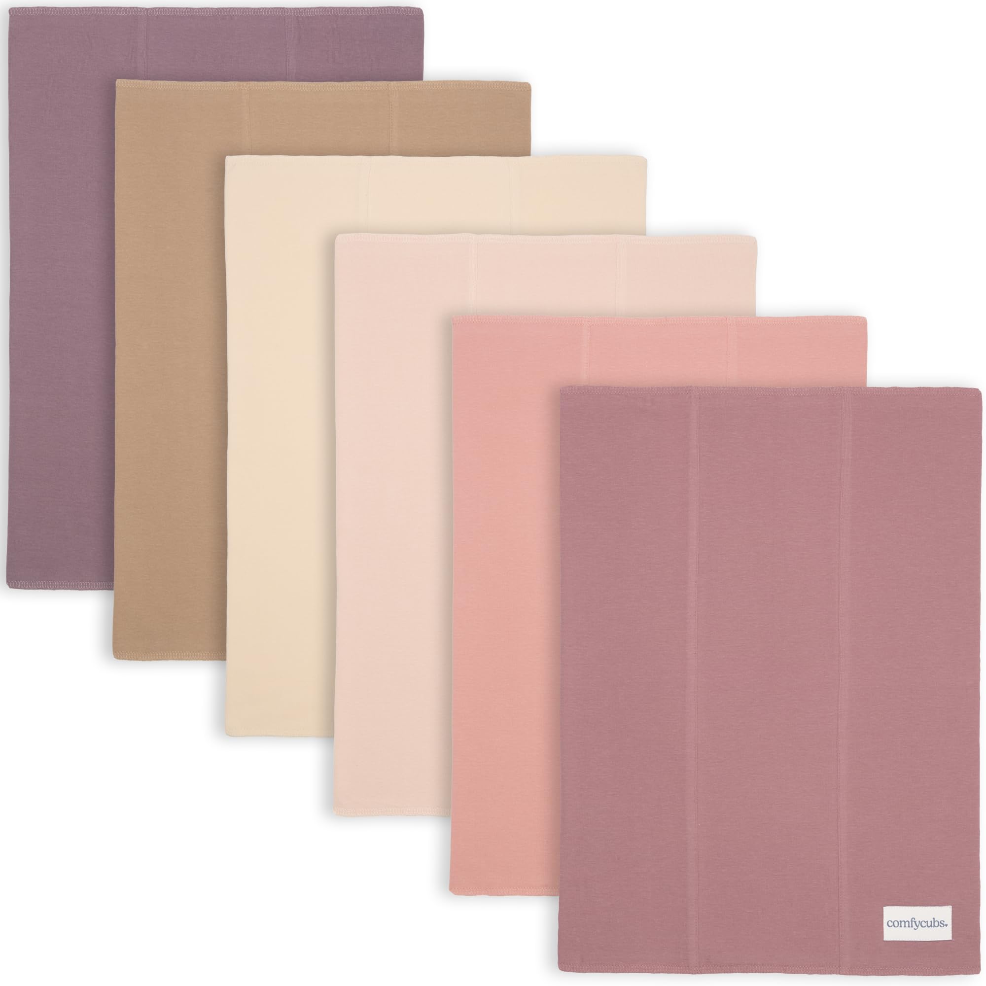 comfy cubs baby burp cloths set pack of 6 - large 6-layer ultra absorbent 100 cotton for infant spit-up drool and messes - soft gentle thoughtful new born baby gifts multi girl