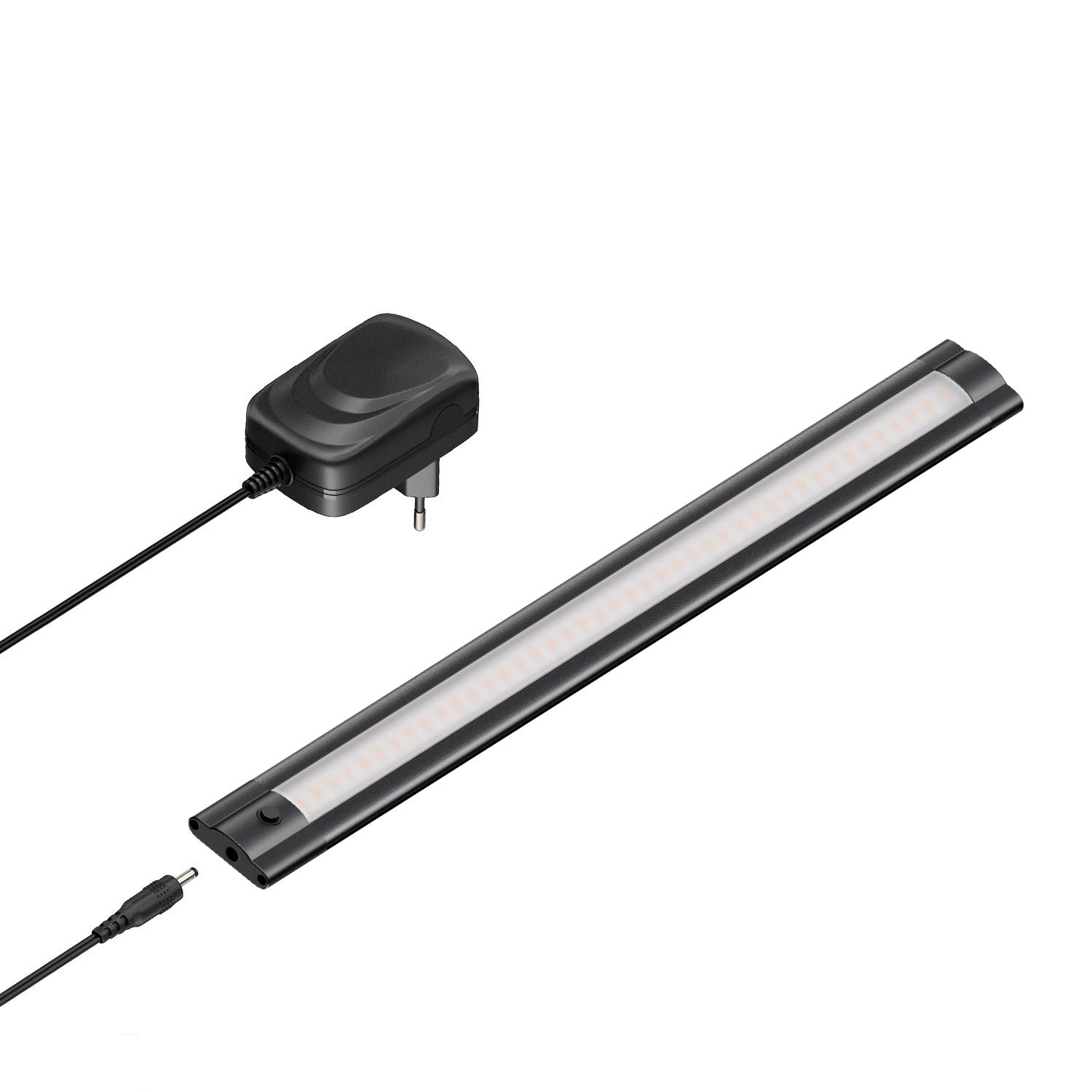ledscom.de LED Unterbau-Leuchte SIRIS schwarz matt mit Netzteil, flach, 30cm, 370lm, weiß