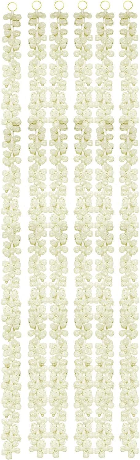 TIED RIBBONS 6 pcs Jasmine Garland | White 5 Ft | Mogra Flower Garland for Pooja, Home Decor, Indian Wedding, Party, Eid, Diwali, Event - PlasticÂ Jasmine Garland for Decoration