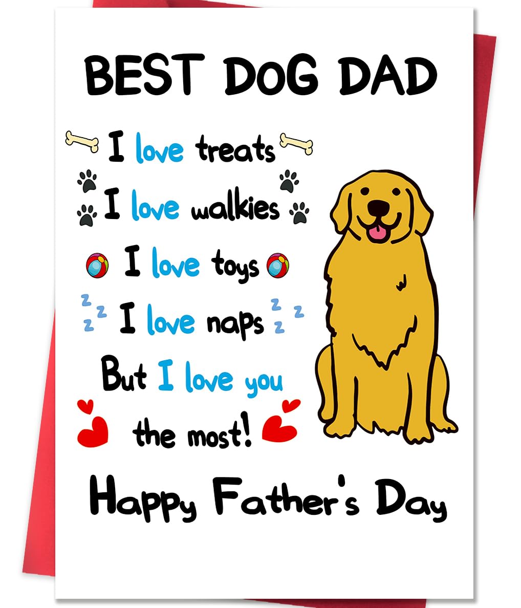 ACHICGIRL Funny Dog Dad Fathers Day Card from Son Daughter, Cute Dog Dad Gifts for Men, Father's Day Card Gifts from Dog