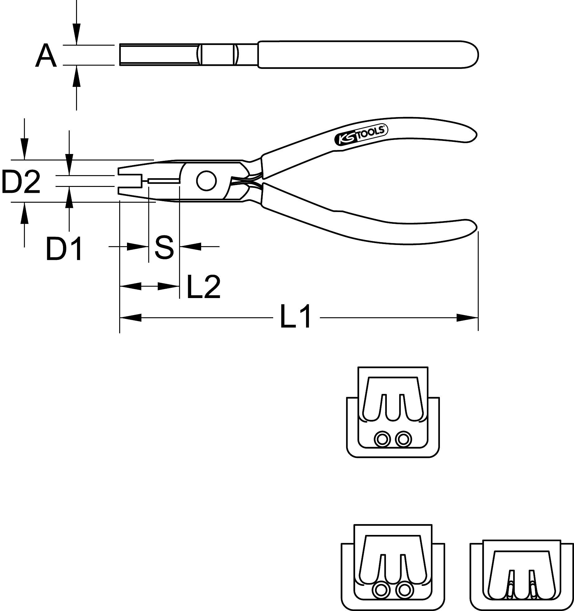 KS Tools 115.1435 Szczypce zacisk. dla koncówek wtykowych, Ø0.5-6mm²