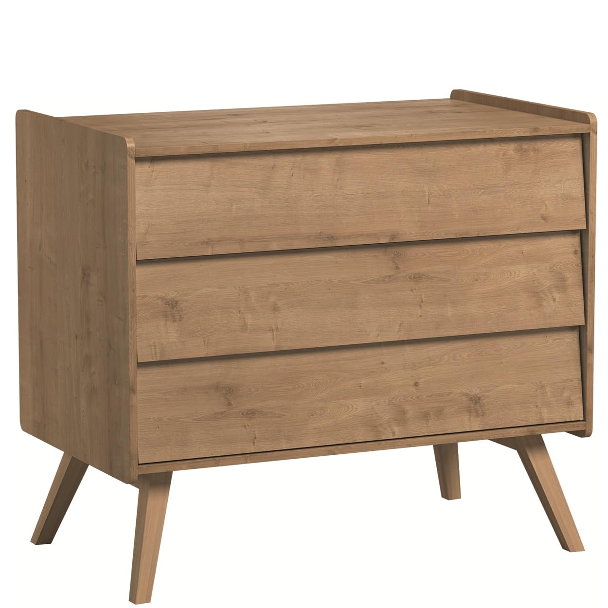 QMM Babyzimmer Kinderzimmer Vienna komplett Set B Kleiderschrank 3-türig Kommode Wickelaufsatz Bett (Eiche)