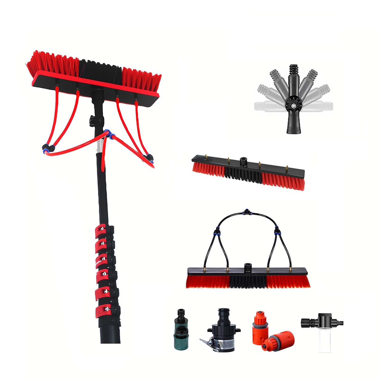 Window Washing Kit with Carbon Fiber Telescopic Pole,Water Fed Brush,Solar Panel Cleaning Tool for Glass Cleaning,Skylights,Roof Windows and Exterior Surfaces(7.3m)