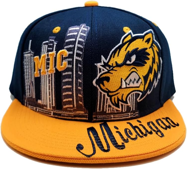 Michigan New Leader Premium Downtown Blue Yellow Era Snapback Hat Cap - Image 3