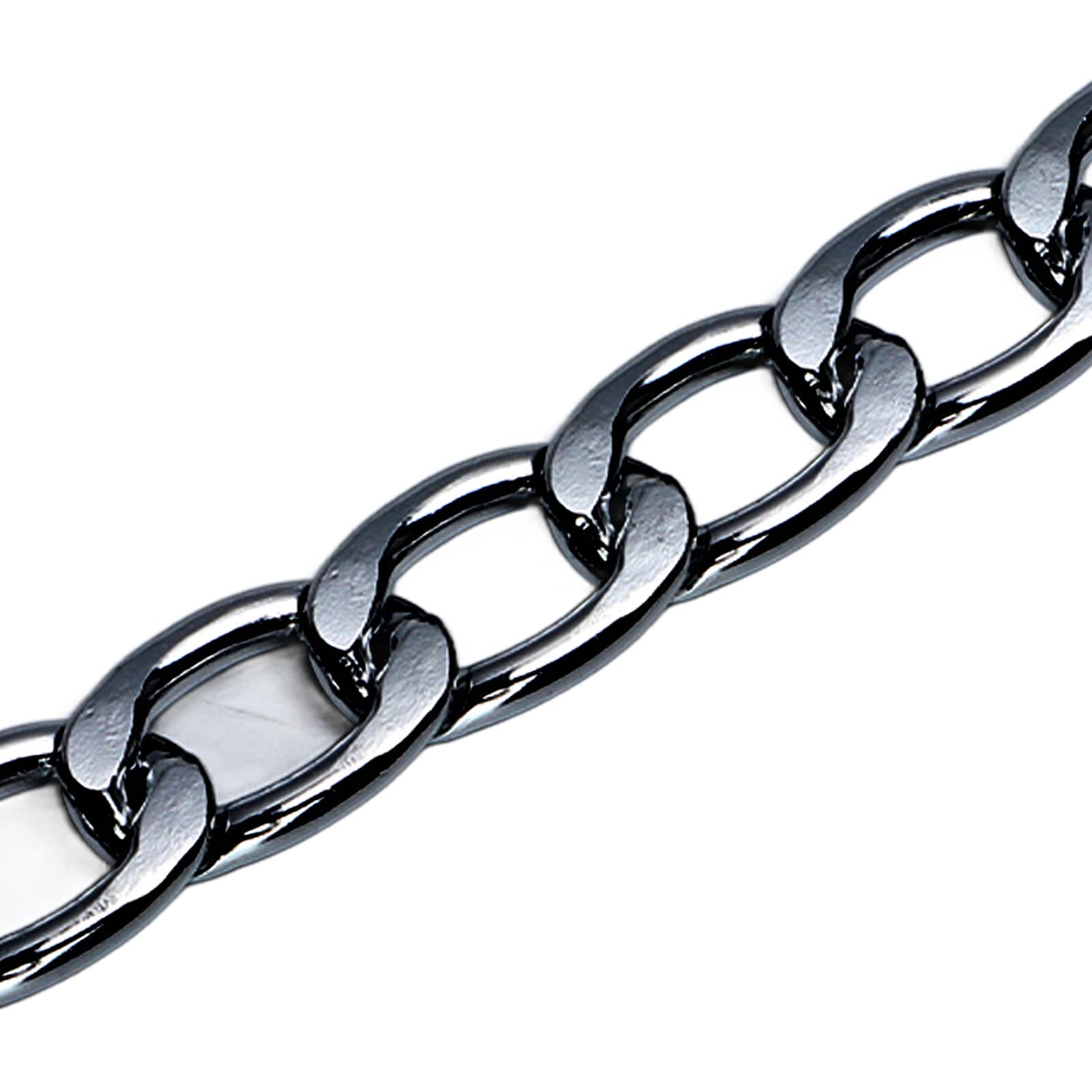Cadena de monedero de 10 m, correa de cadena plana de metal, cadenas de bordillo, correa de cadena de monedero de aluminio, correa cruzada, accesorios para bolso, cadenas para la fabricación(Gris)