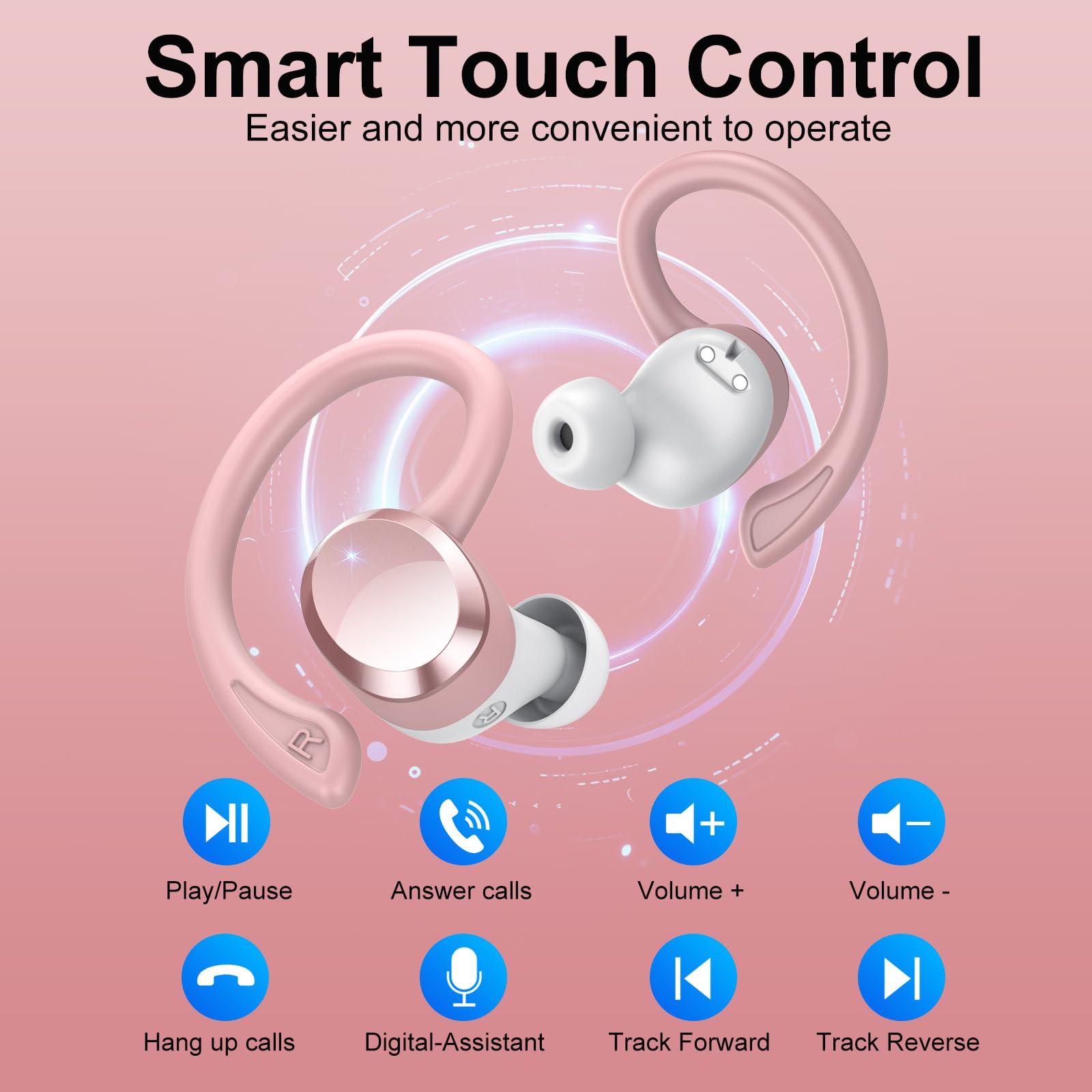 Ecouteurs Bluetooth sans Fil Sport, Headphones 5.4 HiFi Stéréo, Ecouteurs sans Fil avec ENC Mic, 54H Ecouteur Pour Courir, IP7 Étanche Écouteur, Oreillette Sans Fil, Casque Écran LED pour ios/Android