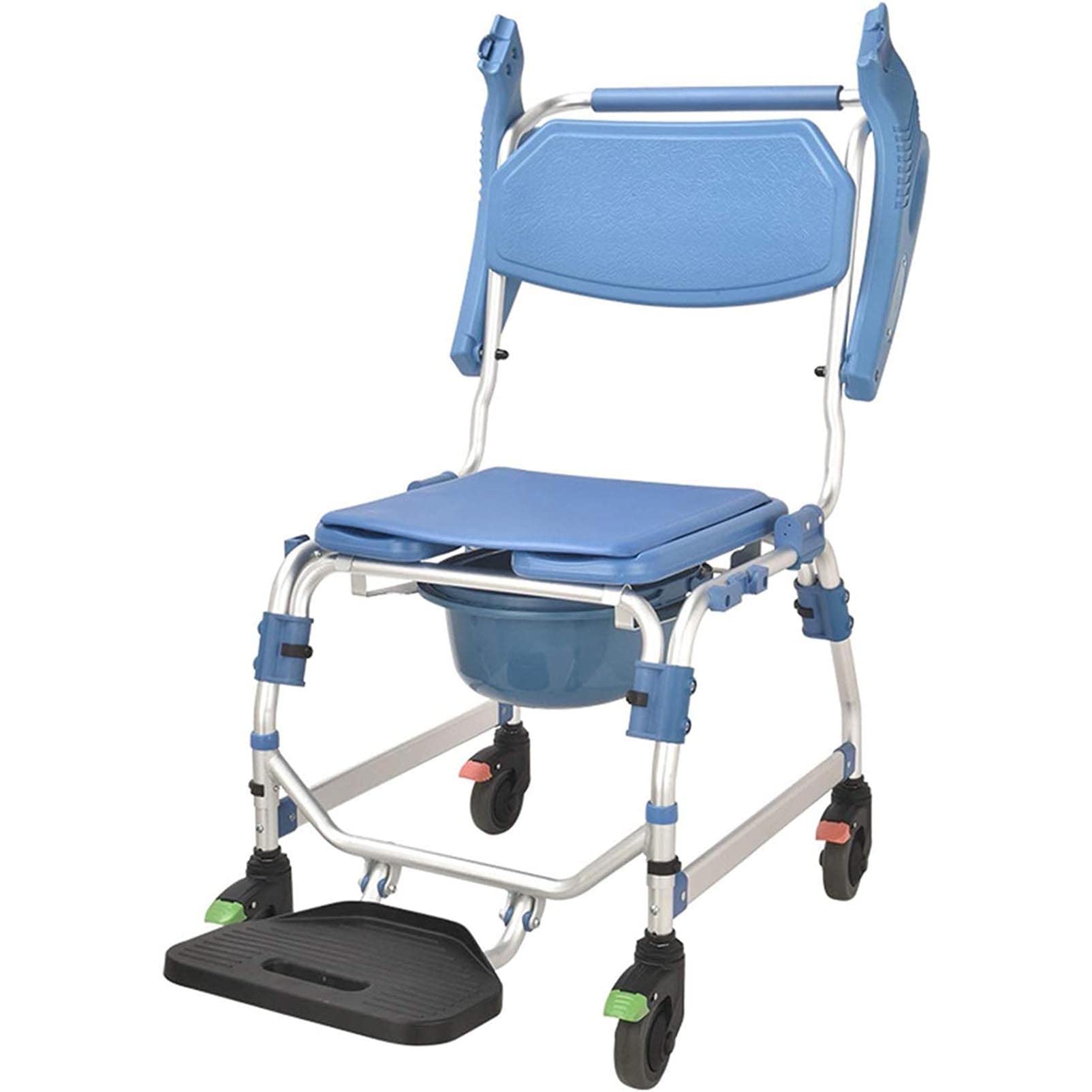 Gthtuhfd Women's 1 4 In Commode Chair, Adjustable Height Wheelchair Shower Transport Chair, With Wheeled Toilet Chair, For Elderly Disabled Person Mobile Toilet