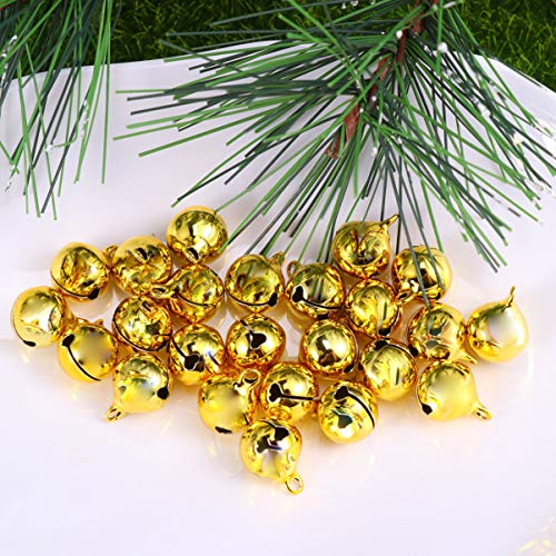 100 peças de mini sinos para artesanato, decorações de sinos dourados de 1,2 cm para Natal, férias,