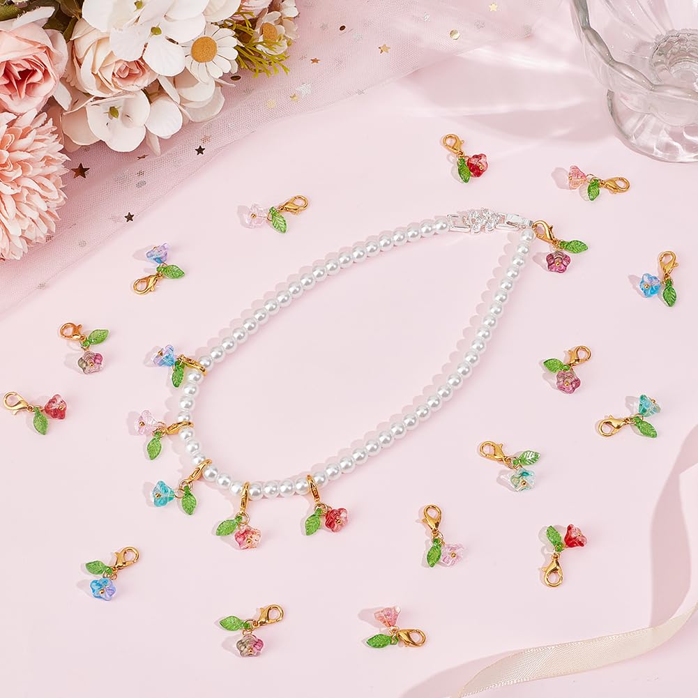 SUNNYCLUE 1 Box 48Pcs Crochet Stitch Markers Knitting Stitch Marker Knitting Markers Small Flower Leaf Crochet Lobster Claw Clasps Charms Crochet Markers for Knitting Weaving Sewing Needleworks - Image 3