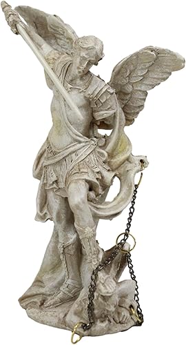 Ebros Iglesia cristiana ortodoxa griega pintada en marfil Arcángel del Consejo Angélico Estatua de 5 pulgadas de alto (Michael el Guardián de la