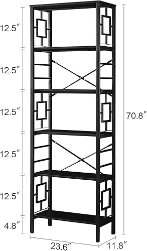 Miniatura 2 de HOMISSUE Librería, estantería de metal de 5 niveles y estanterías, almacenamiento independiente moderno para el hogar, oficina, sala de estar y
