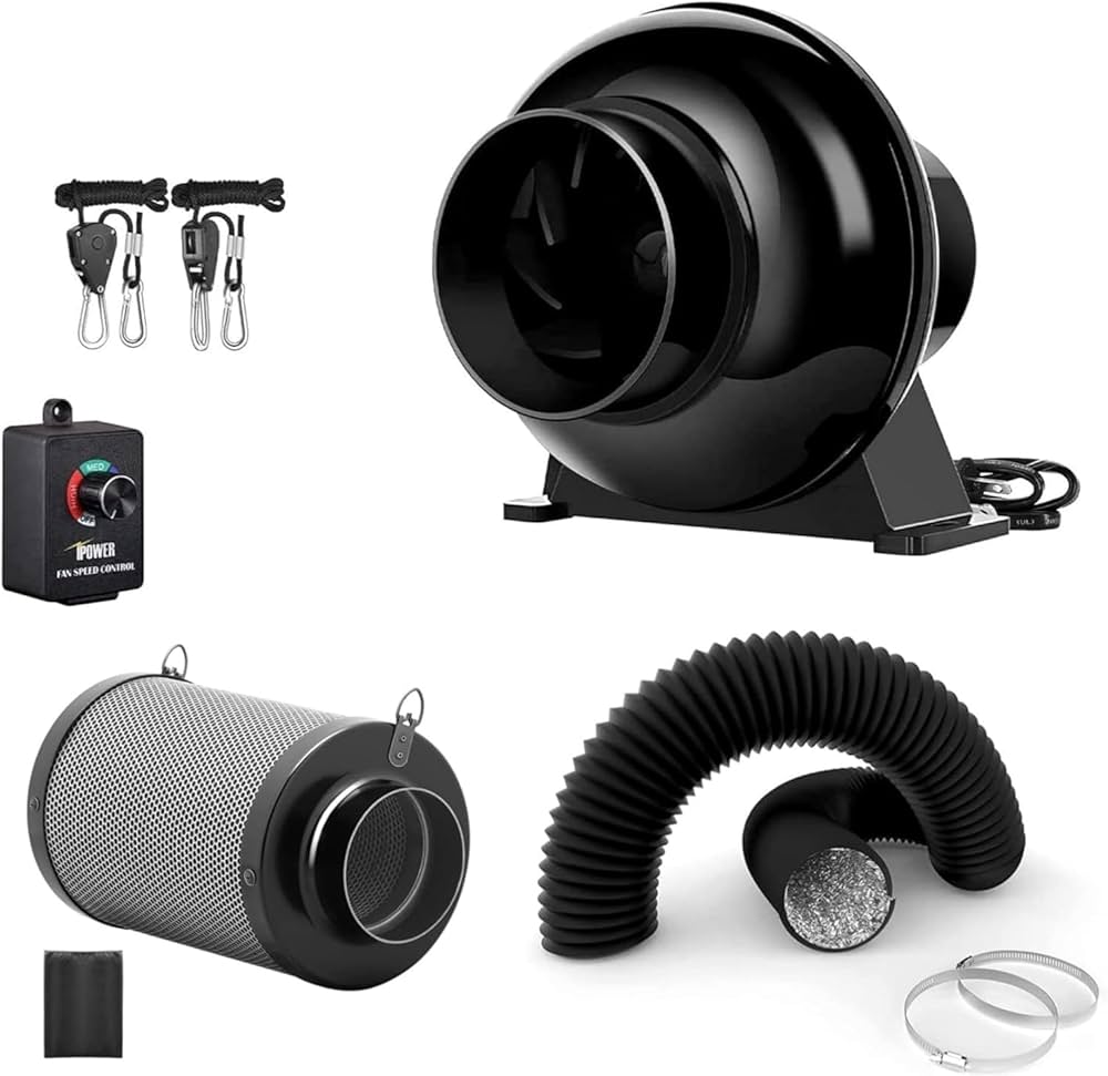 インラインファン　IPOWER カーボンフィルター　セット Amazon.co.jp: iPower 4インチ 195 CFM インラインファン、エア