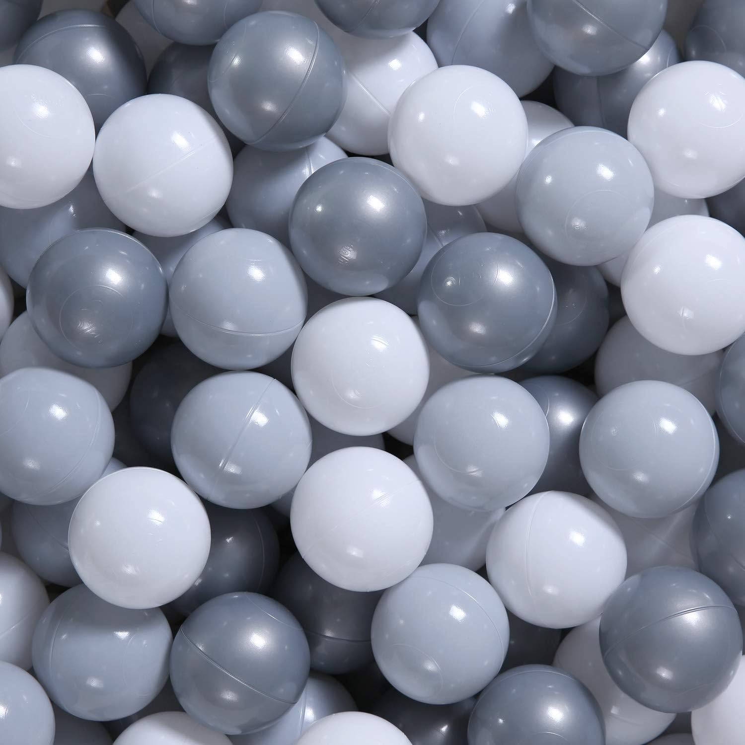 GOGOSO Ball Pit Balls for Toddler, Baby Plastic Playballs Kids Soft Pastel Pelotas Non-Toxic BPA-Free Gray+Pearl Gary+ White, 200 Balls