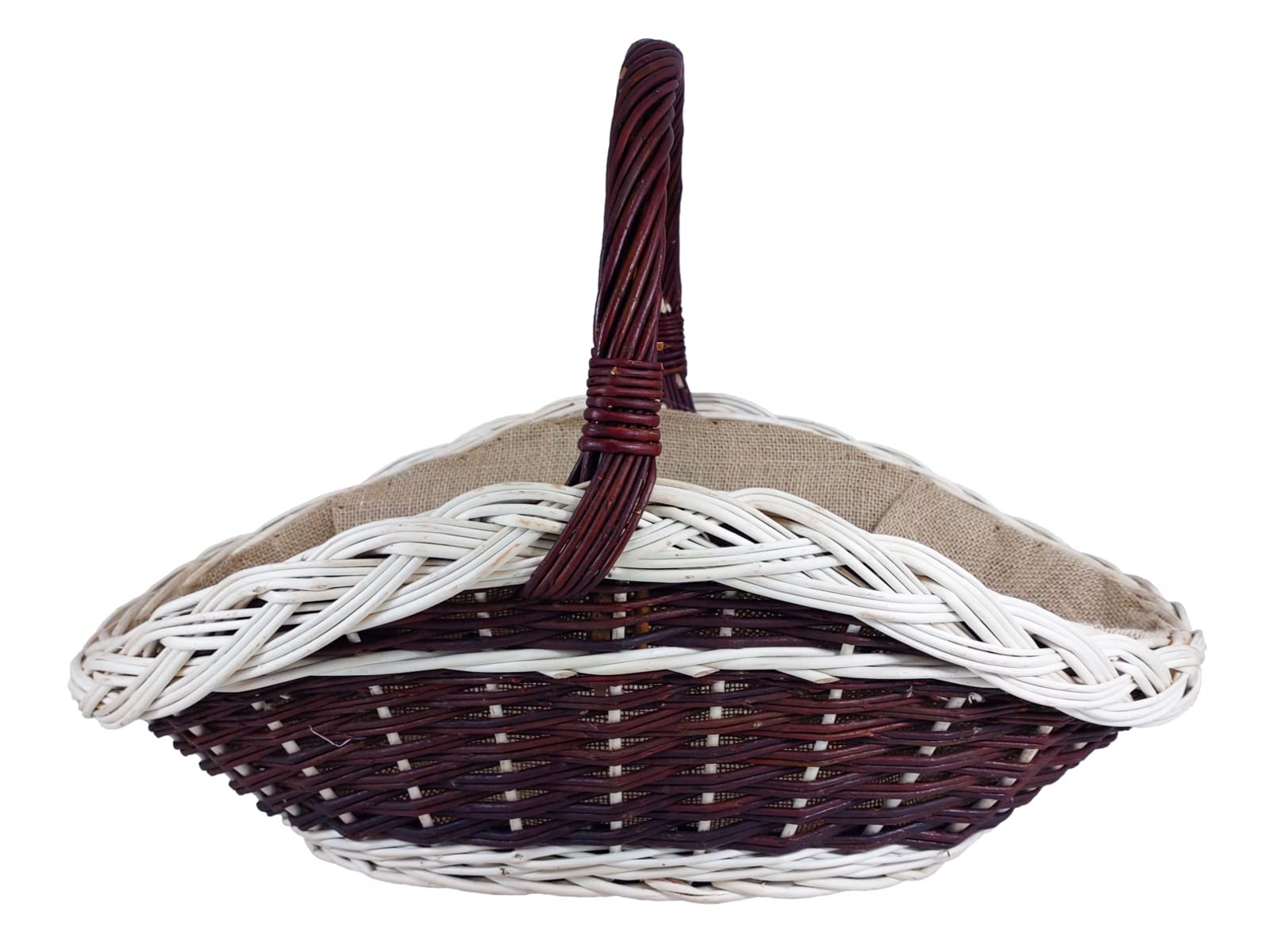 Wicker Firewood Basket Log Holder - Natural Wicker With Jute Lining, 60x36x23/40cm Fireplace Storage