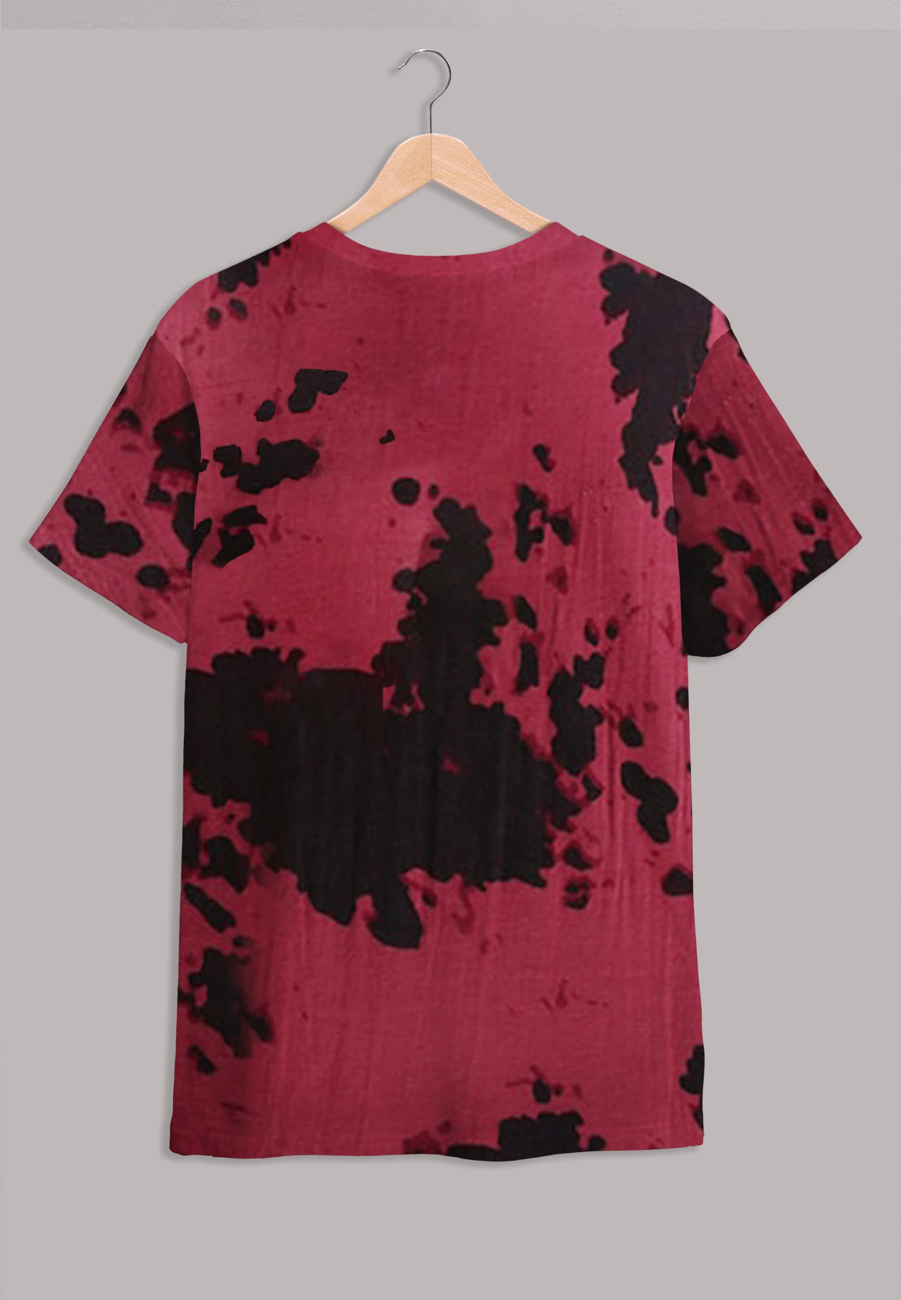JUNEBERRY® Cotton Blend Regular Fit Half Sleeves Round Neck Tie & Dye T-Shirt for Women (Maroon) 1