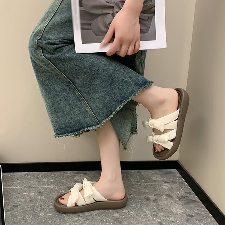 HBJWOV Sandals and Slippers for Women's Sponge Cake Thick Sole Medium Heel Soft Sole Roman Beach Sandals4