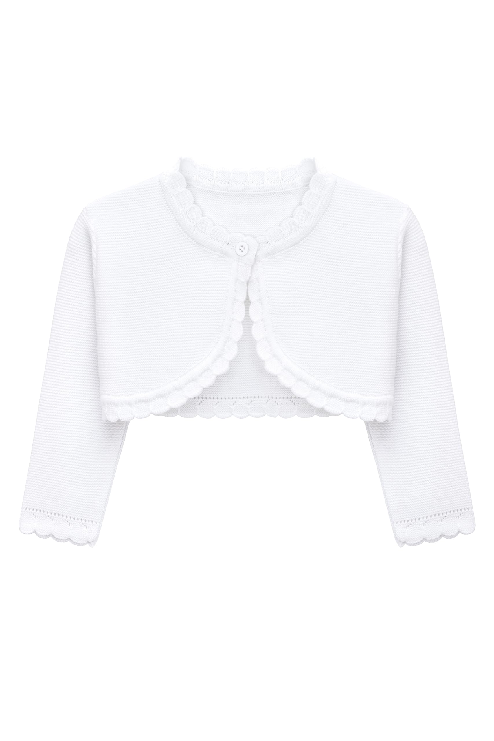 Lilax Girls' Long Sleeve Cardigan Knit Button Closure Bolero Shrug (White, 2-3T)