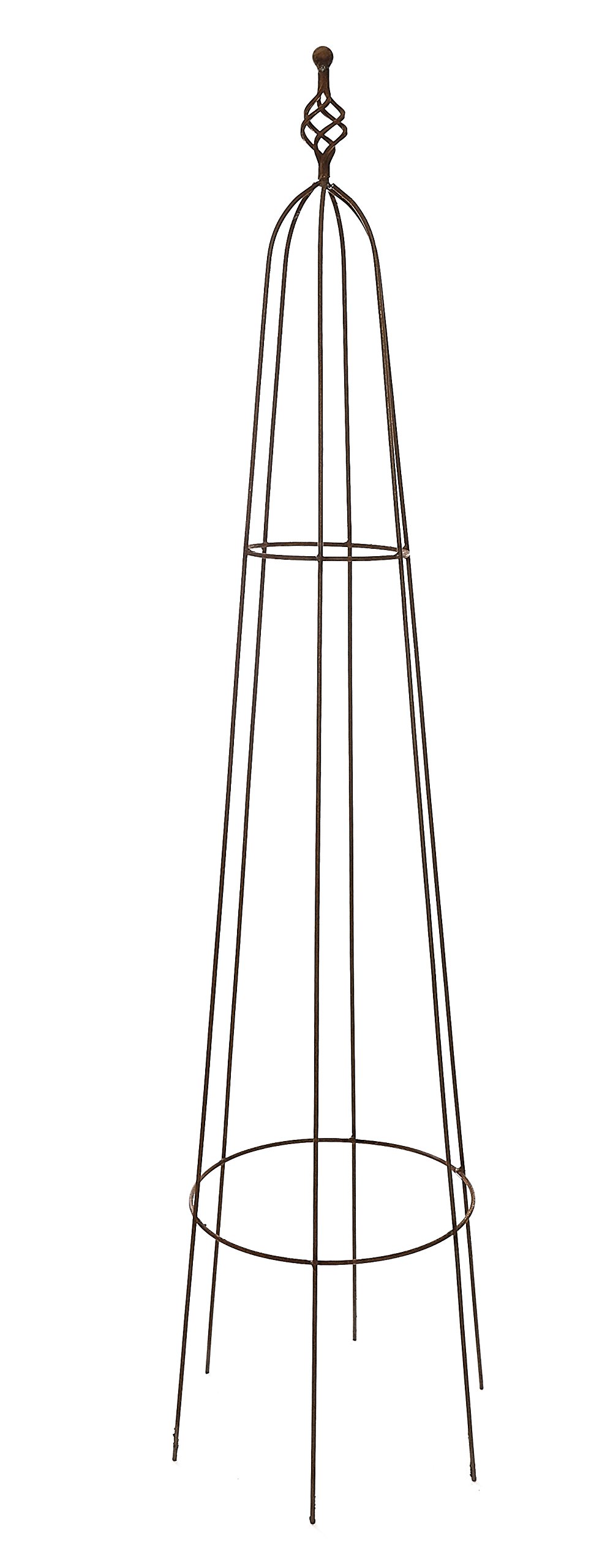 RUDDINGS WOOD 150cm Heavy Duty Natural Rust Metal Spiral Finial Garden Obelisk Climbing Rose Plant Support Frame