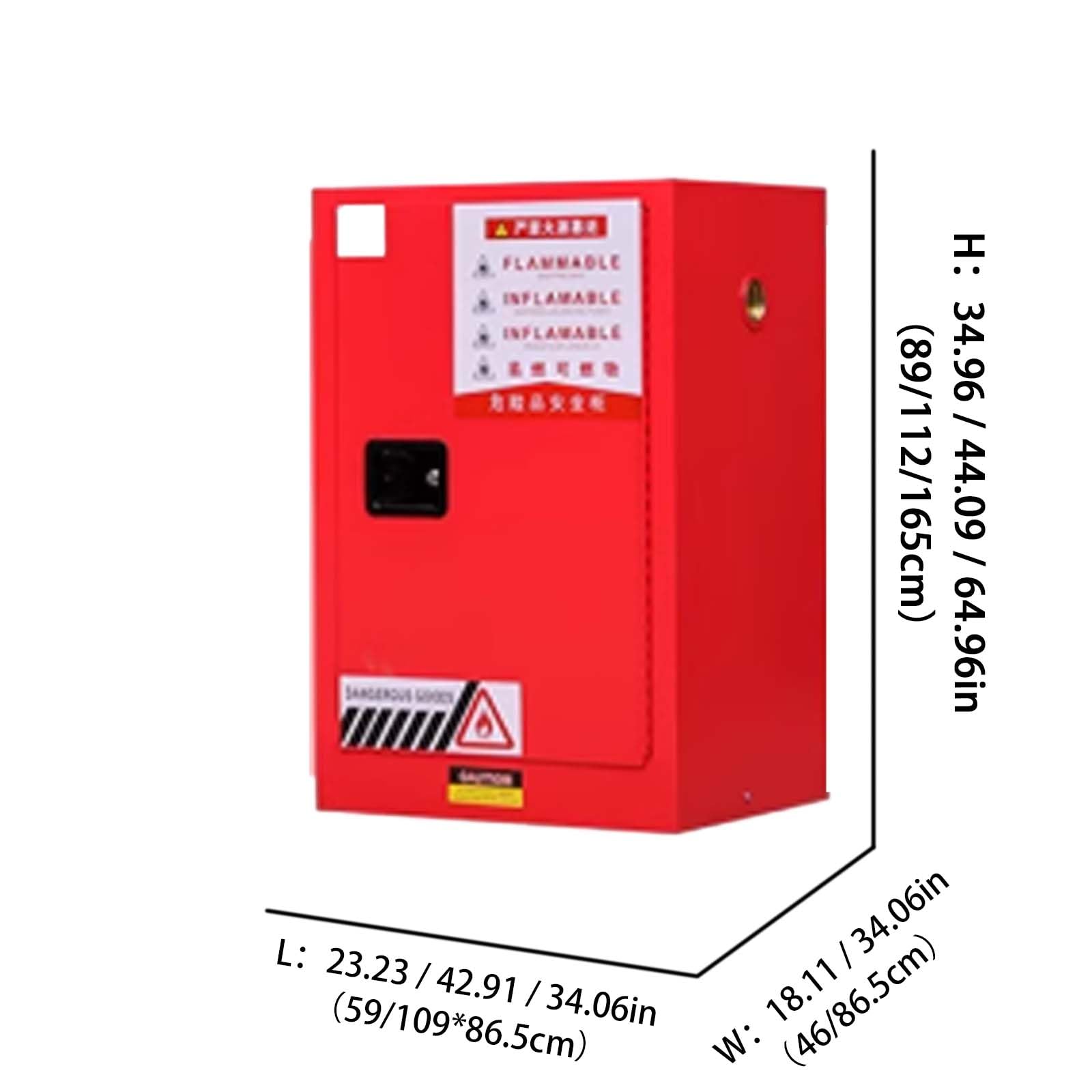 Armario de seguridad ignífugo y a prueba de explosiones multicolor, almacenamiento de acero de doble capa para líquidos inflamables/ácidos y álcalis débiles con cerradura de d red 64.96×34.06×34.06in