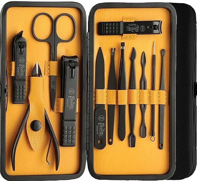 Luxury Nail Cutter Set,Stainless Steel Nail Scissors Grooming Kit with Peeling Knife,Nail Cleaning Knife,Acne needle,Blackhead Tool Leather Travel Case(multi color)-image-13