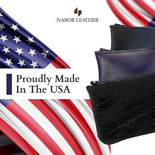 Genuine Leather Small Zipper Pouch Coin Purse for Women Change Holder for Men Size 4 x2.5 Made in U.S.A4