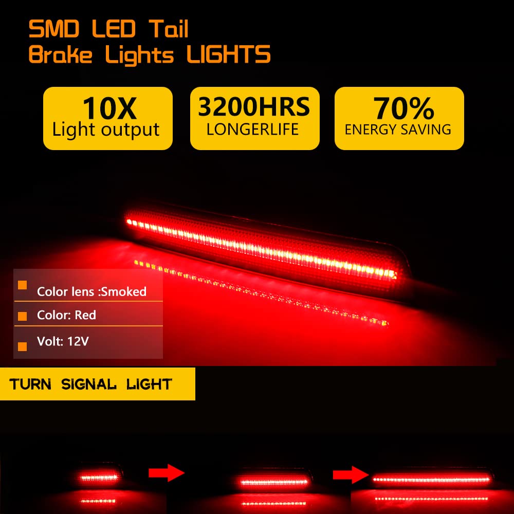 For 18-22 Chevrolet Equinox Smoked Bumper Reflector Signal Tail Brake LED Lights