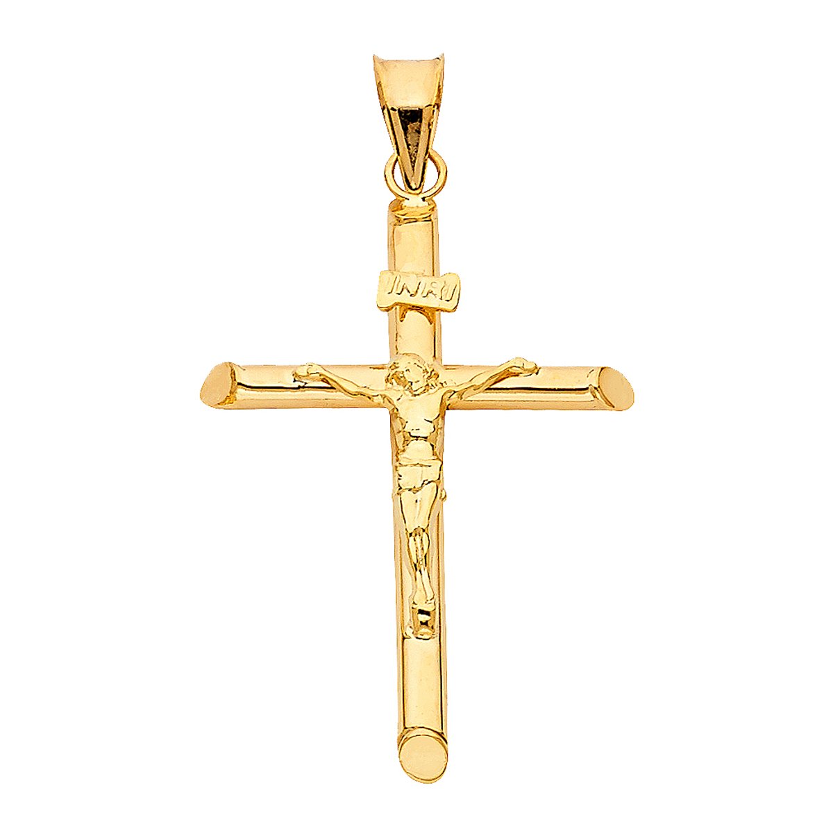 Top Gold & Diamond Jesus Engraved Crucifix Pendant