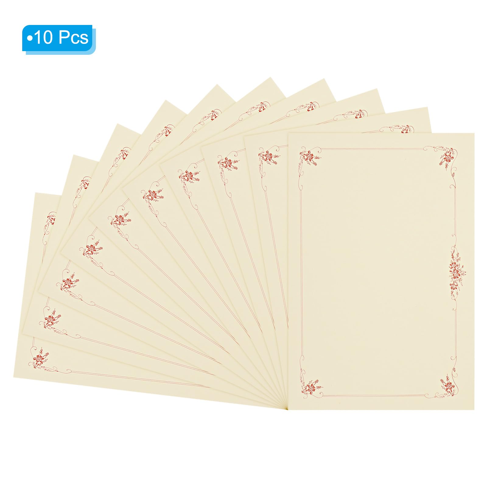 PATIKIL 10 Sheets Blank Certificate Paper, 8.5x11 Diploma Paper 120GSM for Office Business, Graduation, Beige Paper with Red Border - Image 3
