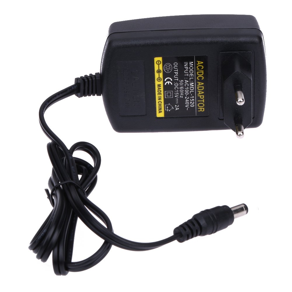 DOMYBEST - Adattatore di alimentazione DC15V 2A, 100V-240V a DC 15V, convertitore adattatore di alimentazione 5,5 x 2,5 mm
