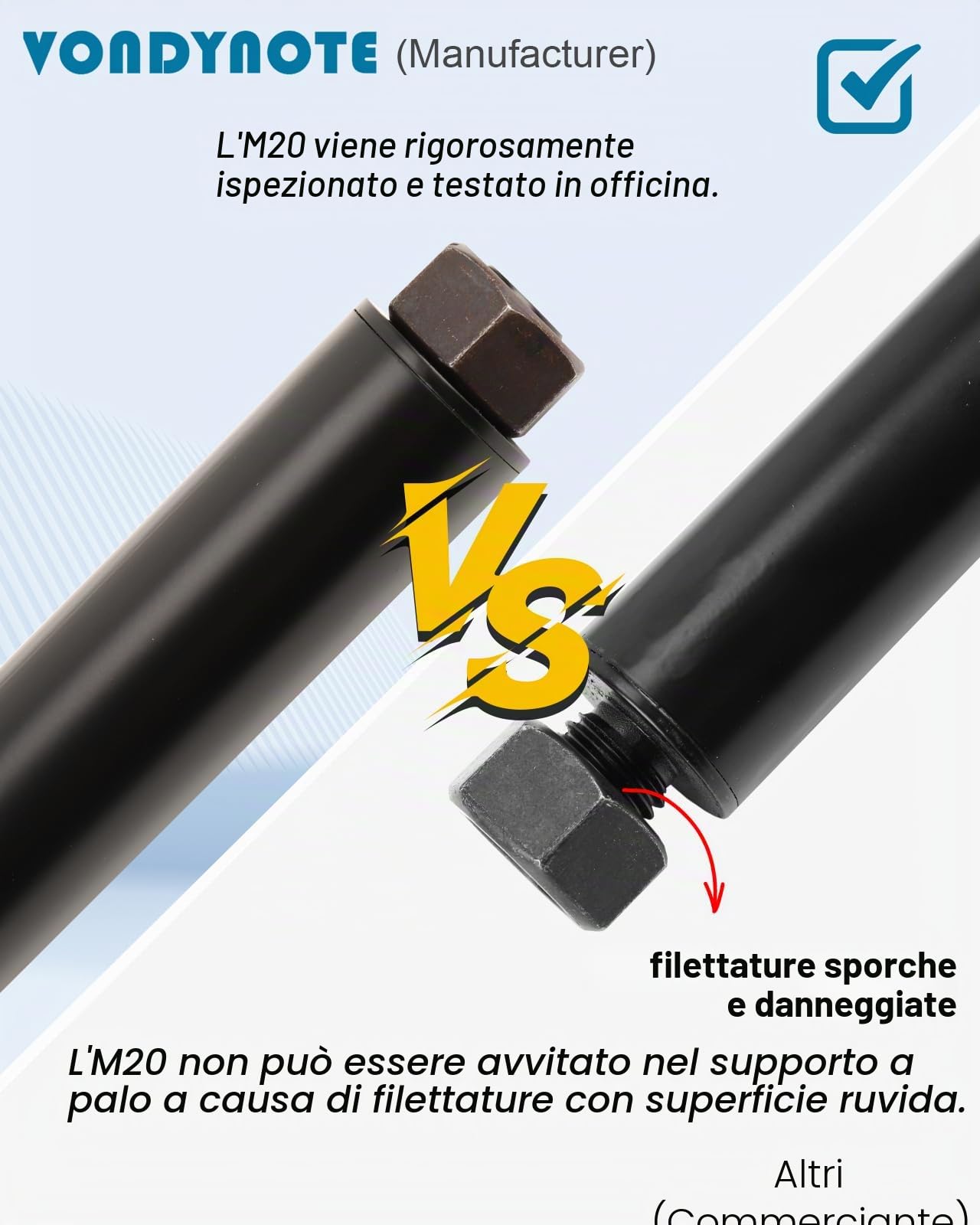 Vondynote Set di 2 Supporto per Altoparlanti Aste Regolabile in Altezza per Montaggio Filettato M20 e Prolunga per Altoparlante da 35 mm