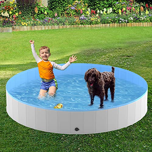 Niubya Foldable Dog Pool, Collapsible Hard Plastic Dog Swimming Pool, Portable Bath Tub For Pets Dogs And Cats, Pet Wading Pool For Indoor And Outdoor, 71 X 12 Inches #TOP3