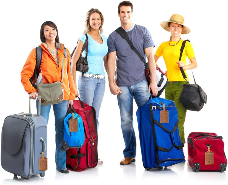 S-ZONE Leather Luggage Baggage Tags ID Label for Suitcases Backpack 2 Pieces Set - Image 7