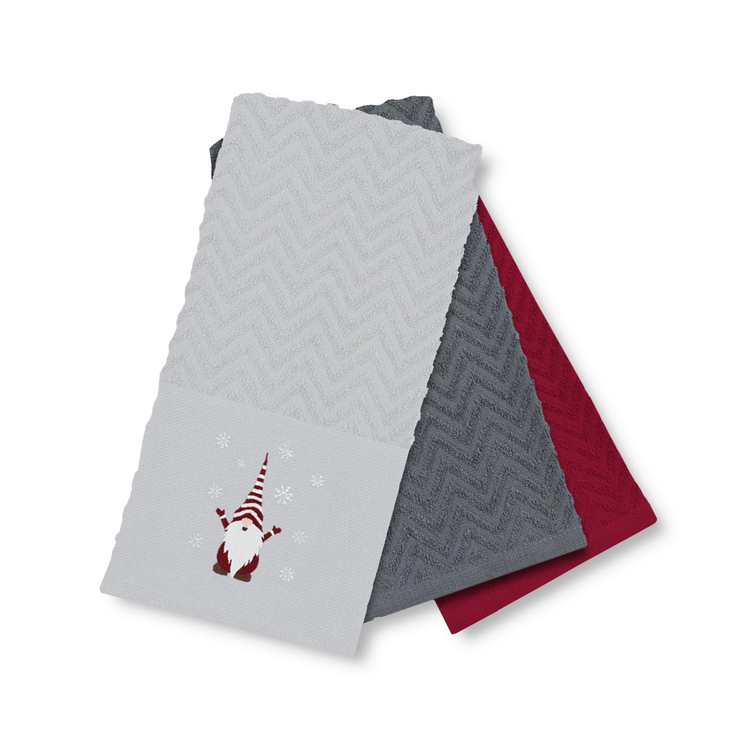 Noel Square Cotton Tea Towel 3 Pack - White