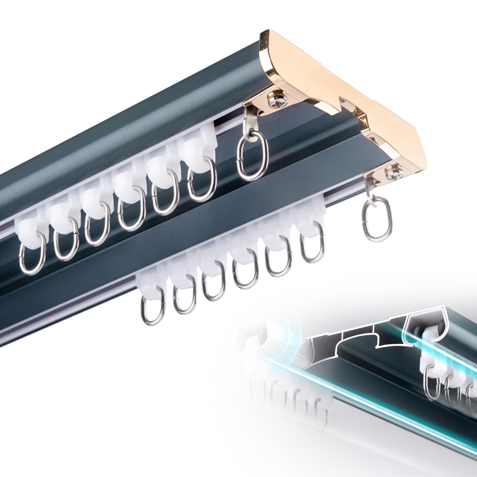 Tringle à rideaux robuste double rail en aluminium pour supprimer le vis-à-vis