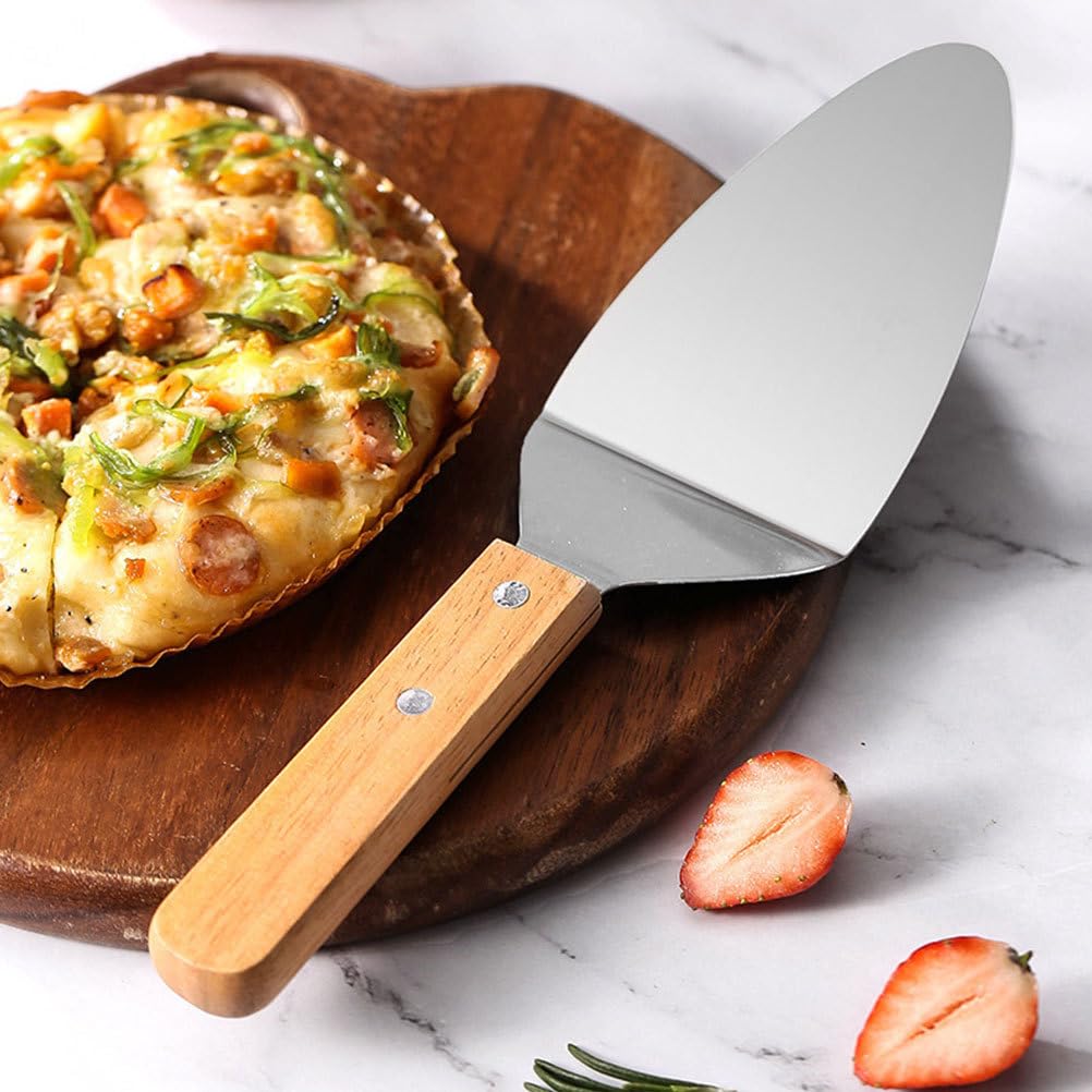 2 unids Pizza Servidor Pala Mango Antideslizante Plancha Espátula para Pastel de Queso Herramienta Portátil para Hornear Para Uso en el Hogar Restaurante 4
