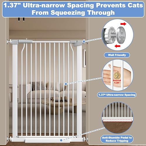 Miniatura 3 de Puerta extra alta para bebés de 40.55 pulgadas, puerta de bebé extra ancha de 40.6 a 49.1 pulgadas, puerta para mascotas para escaleras y puertas,