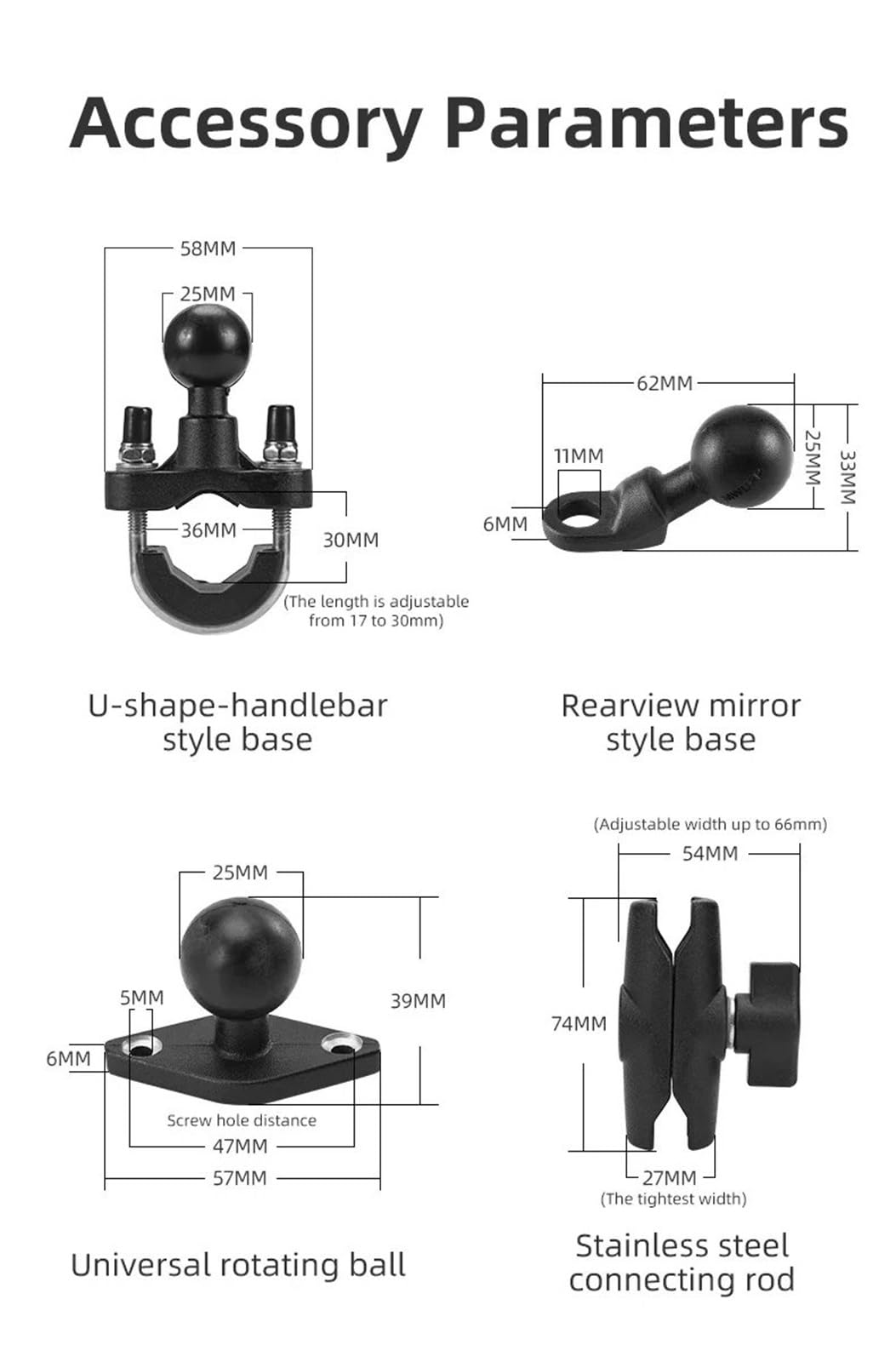 Support De Navigation GPS pour Moto Support De Téléphone De Vélo De Moto Réglable avec Module D'amortisseur Support De Téléphone De Vélo Antidérapant Support de Navigation de Moto(Style B)
