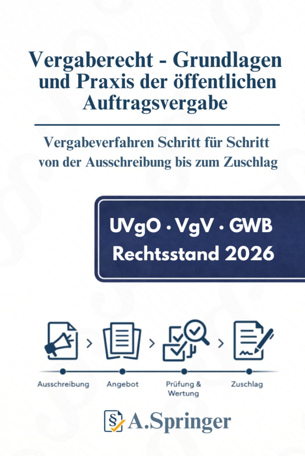 Vergaberecht - Grundlagen und Praxis der öffentlichen Auftragsvergabe (A.Springer): Vergabeverfahren Schritt für Schritt von der Ausschreibung bis zum Zuschlag