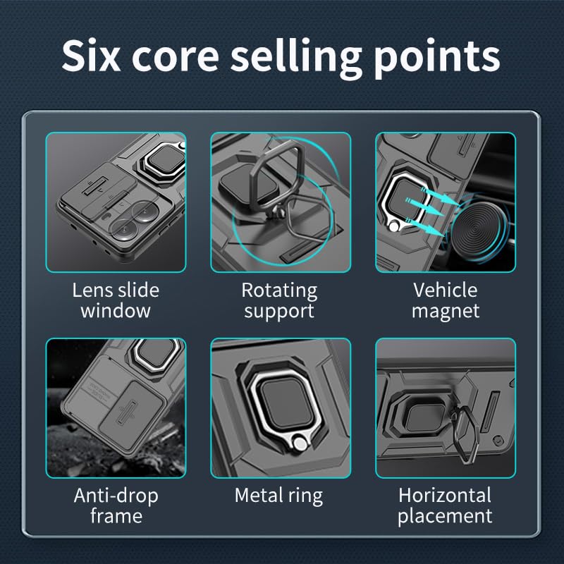 Coque Poco X7 Pro antichoc de qualité militaire avec anneau de support - 2