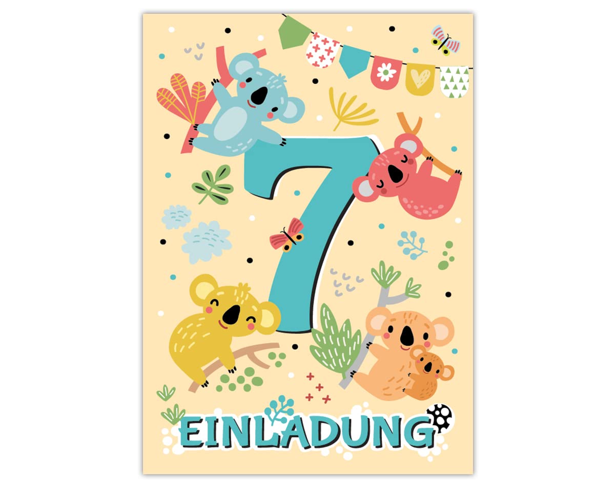 Junapack 12 Biglietti D'invito Per Il 7° Compleanno Dei Bambini Del Settimo Compleanno H 1088999