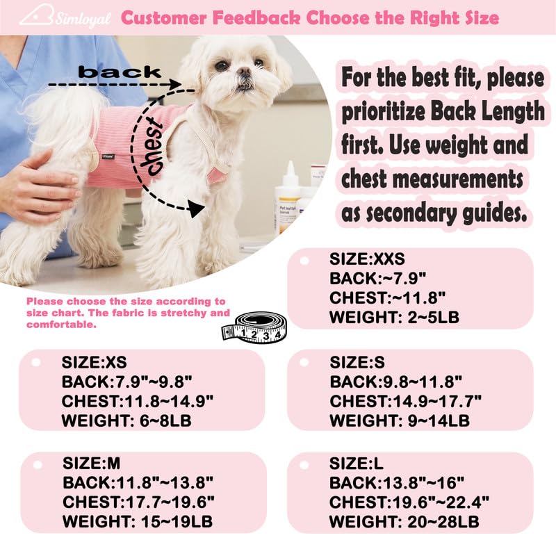 Image of Dog Recovery Suit Dogs Onesie for Surgery Protective Post-Surgery Suit Female for Small Dogs & Puppy Pink Pink Size L