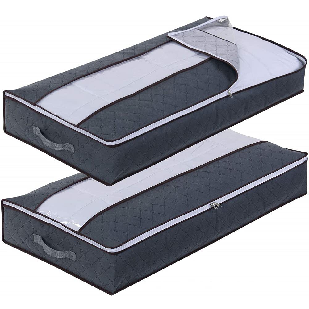 YWMEAC 2 Pack Large Storage Boxes Thick Breathable Underbed Clothes Zippered Organizer/B/100X50X18Cm