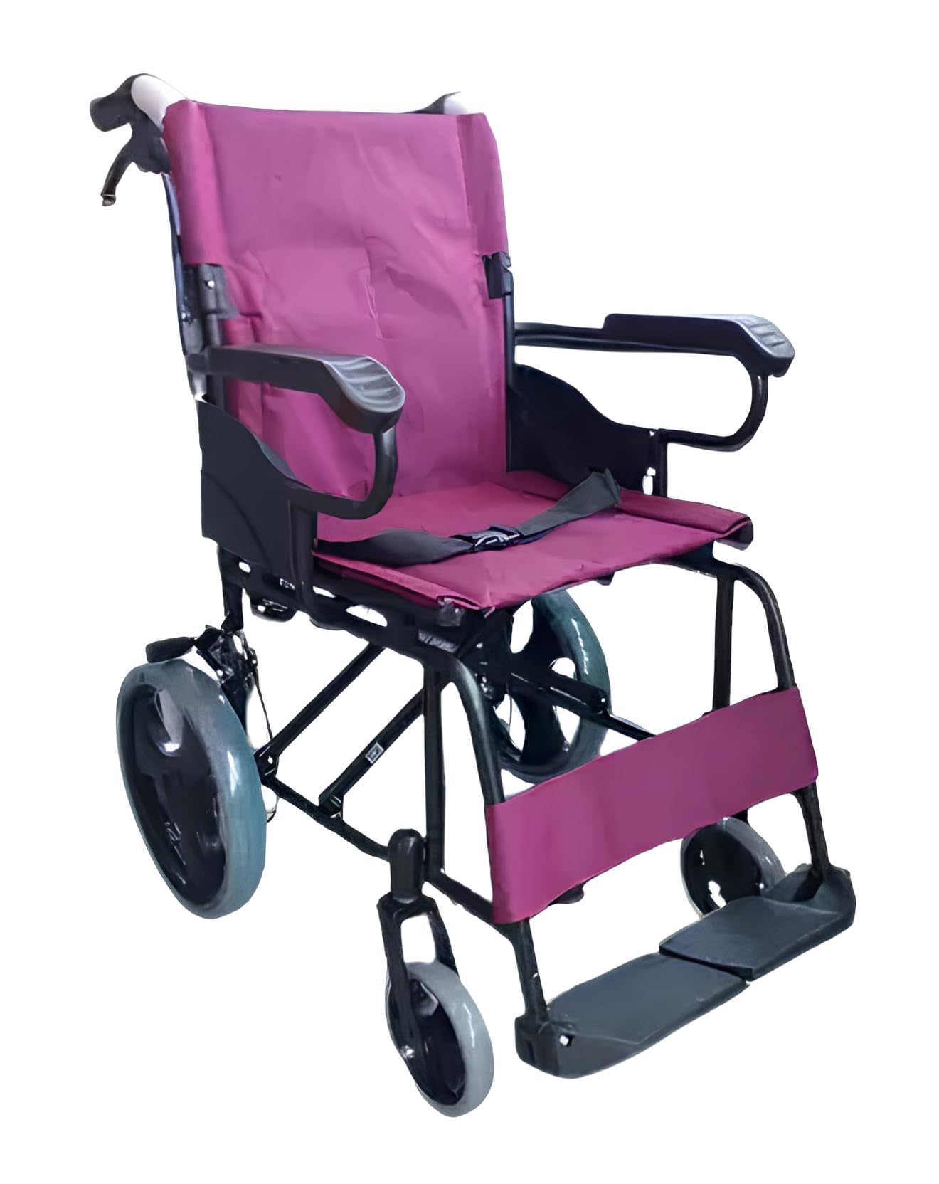 HealthEmate Light Weight Aluminum Dual Brake Flip Up Footrest Folding Transport For Car Manual Wheelchair (Attendant-propelled Wheelchair)-image-1