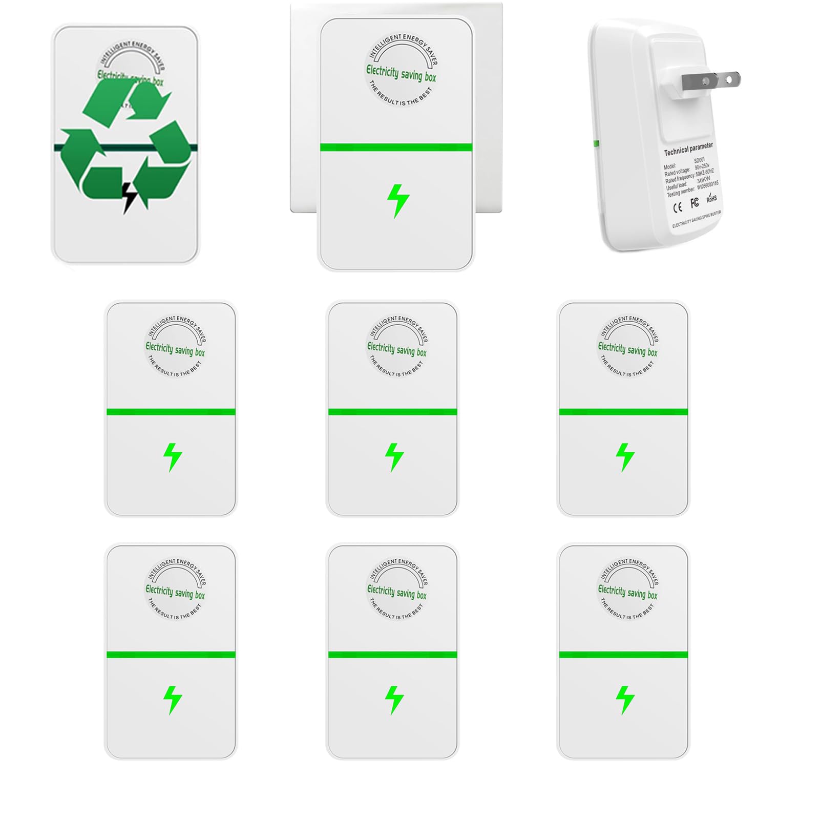 Stop Watt Energy Saving Device 6 Pack, Pro Power Saver, Smart Electicity Regulator Intelligent Electricity Saving Box Stop Wasting Electricity, Stopwatt Energy Saving Device, 90V-250V 30KW