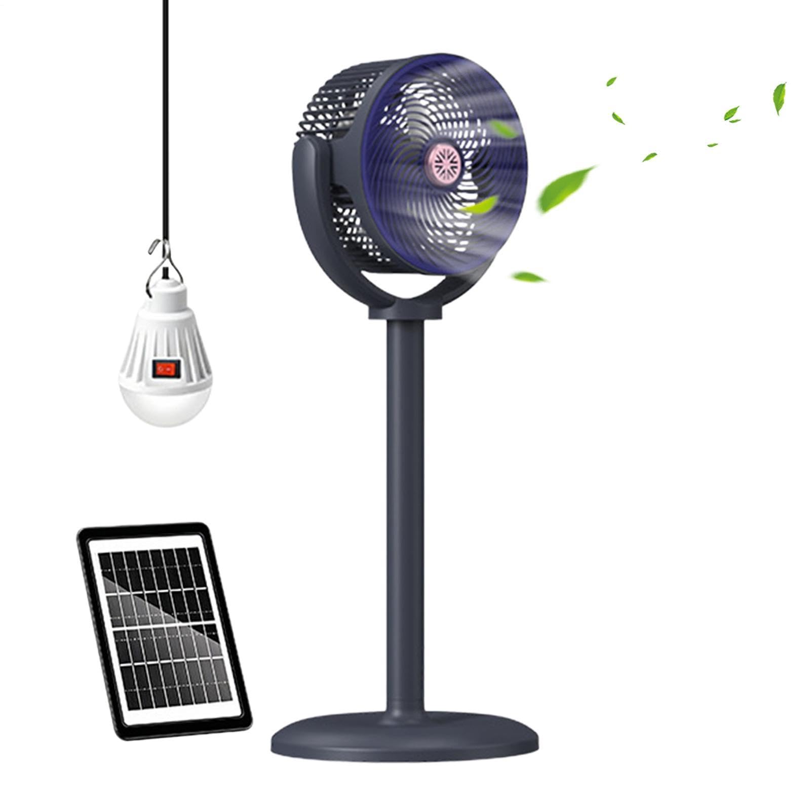 Wentylator Stojący Solarny Regulowany, Cichy, Ładowany przez USB, 5 | Wentylator kolumnowy Do Tarasu Sypialni Salonu Pokoju Studenckiego Biura Kempingu Ogrodu